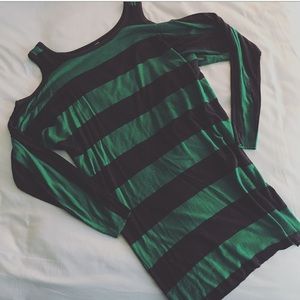 Cold Cold-Shoulder Striped Top